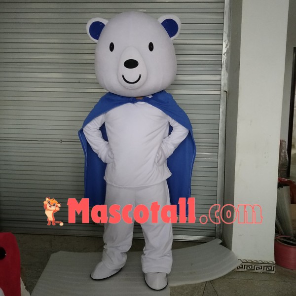Brave Super Hero White Bear Mascot Costume