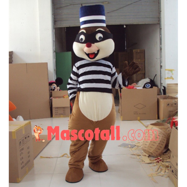 Thief Squirrel Wearing the Blindfold Mascot Costume