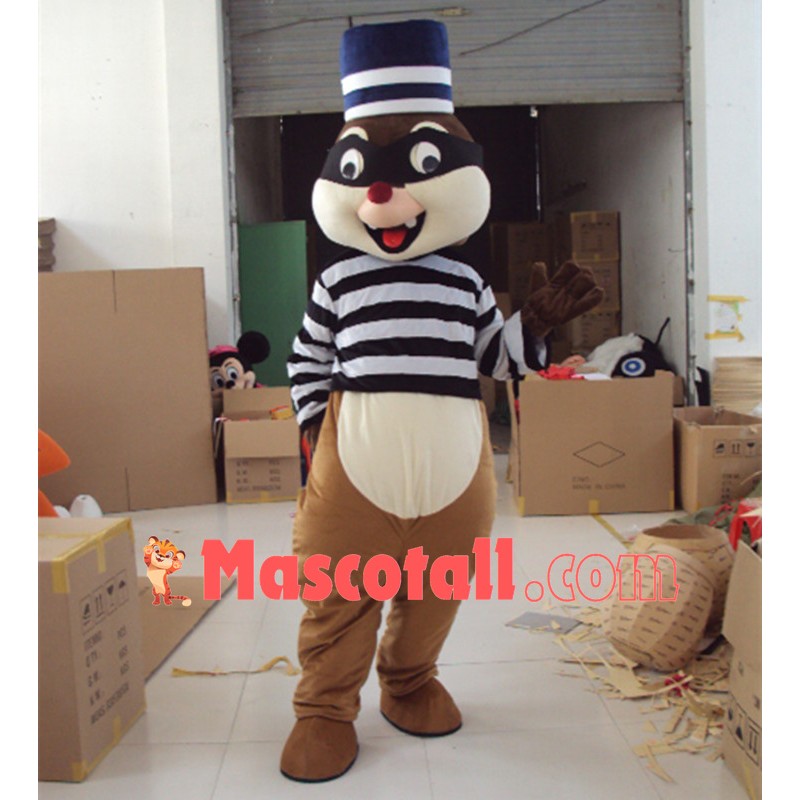 Thief Squirrel Wearing the Blindfold Mascot Costume