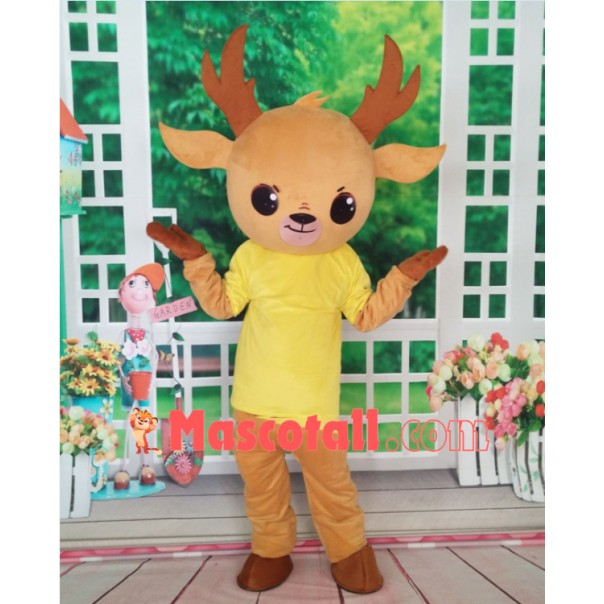 Playful Fawn In The Shirt Mascot Costume