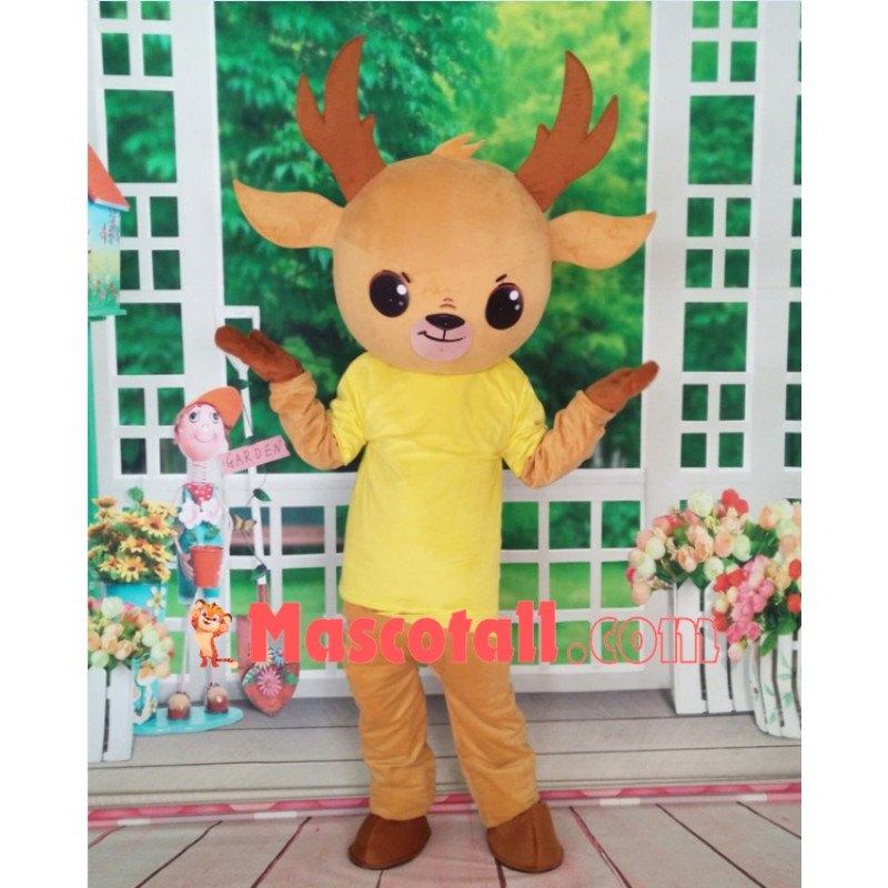 Playful Fawn In The Shirt Mascot Costume