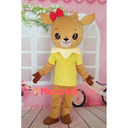 Female Fawn With Lacy Shirt Mascot Costume