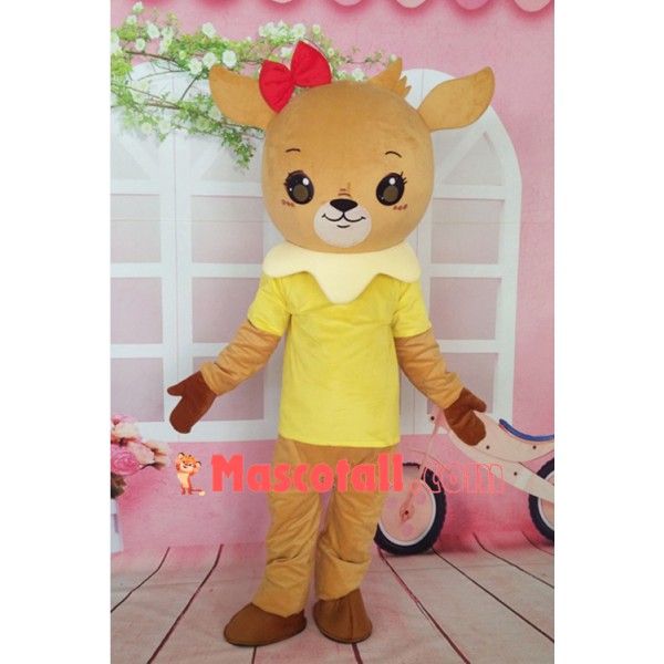 Female Fawn With Lacy Shirt Mascot Costume