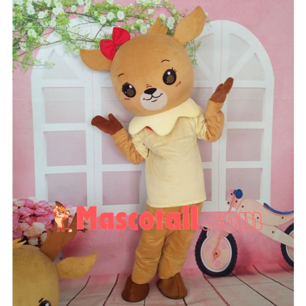 Female Fawn With Lacy Shirt Mascot Costume