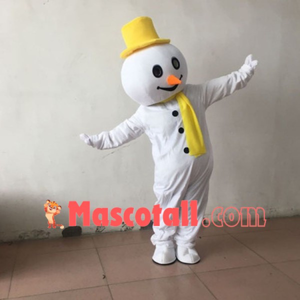 Vivid Winter Snowman Cartoon Mascot Costume