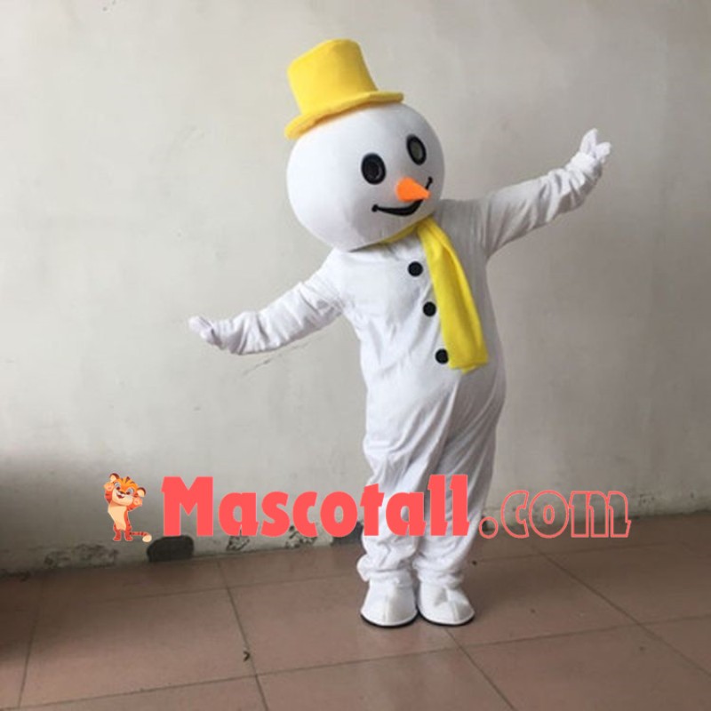Vivid Winter Snowman Cartoon Mascot Costume