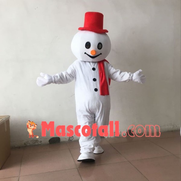 Vivid Winter Snowman Cartoon Mascot Costume