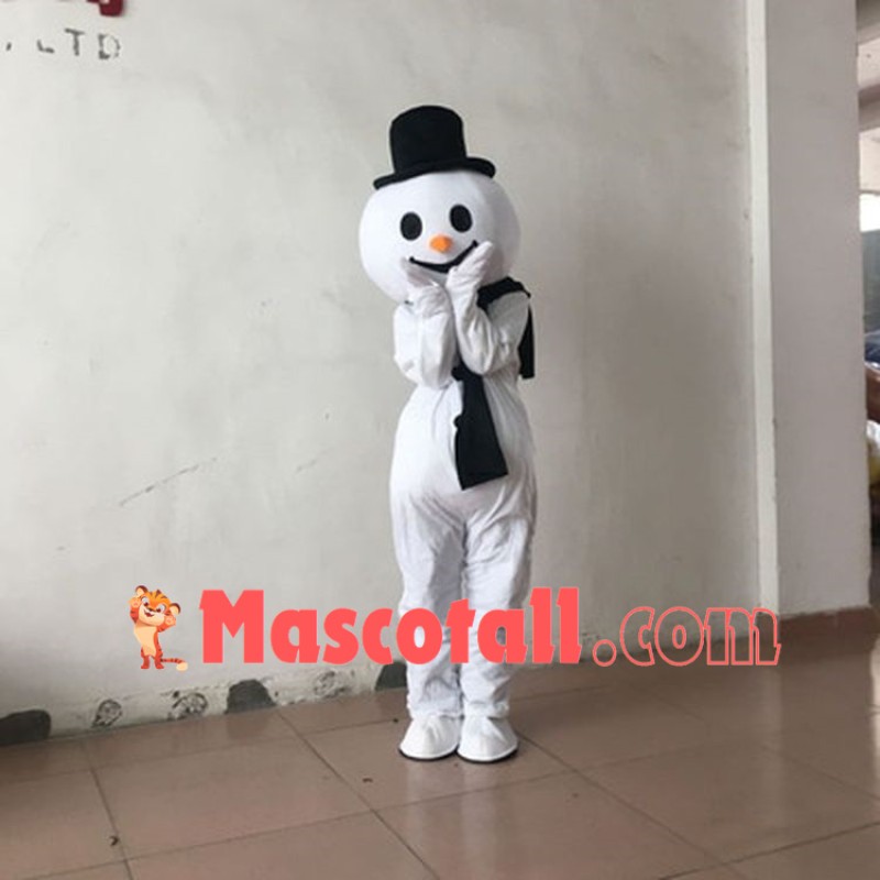 Vivid Winter Snowman Cartoon Mascot Costume