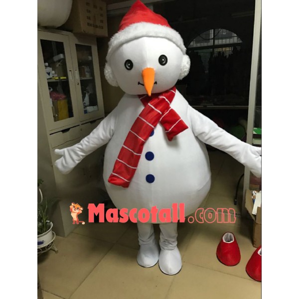 Christmas Snowman With Carrot Nose Mascot Costume