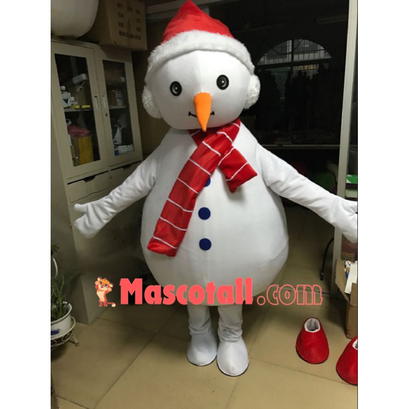 Christmas Snowman With Carrot Nose Mascot Costume