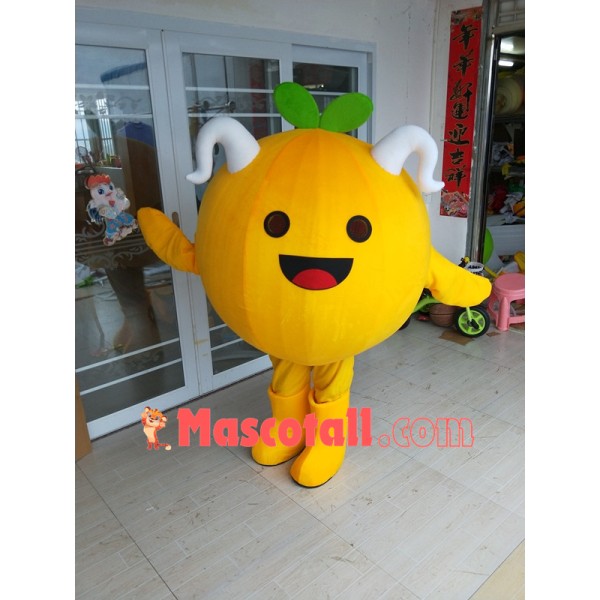 Special Look Orange With Horns Mascot Costume