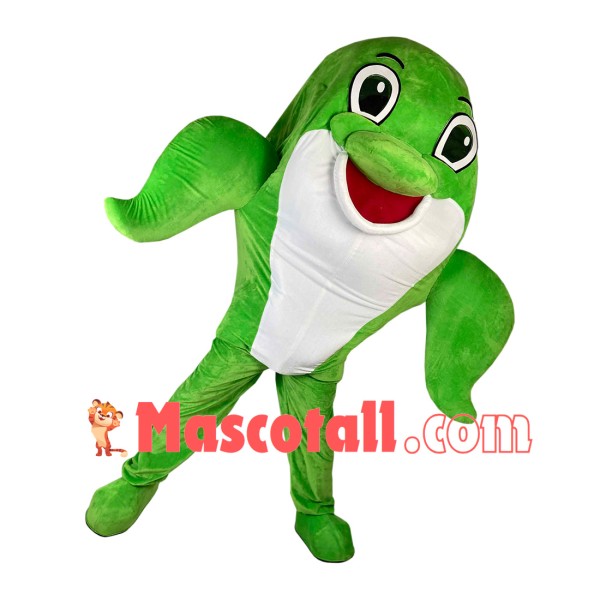 Agreeable Little Green Dolphin Mascot Costume