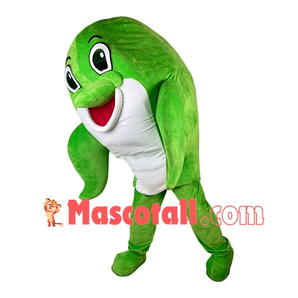 Agreeable Little Green Dolphin Mascot Costume