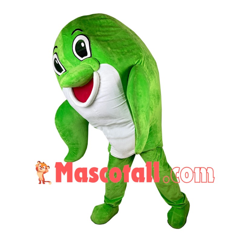 Agreeable Little Green Dolphin Mascot Costume