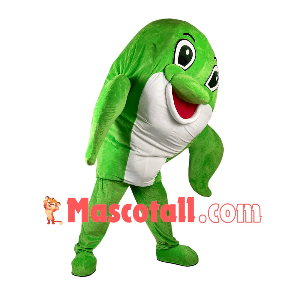 Agreeable Little Green Dolphin Mascot Costume