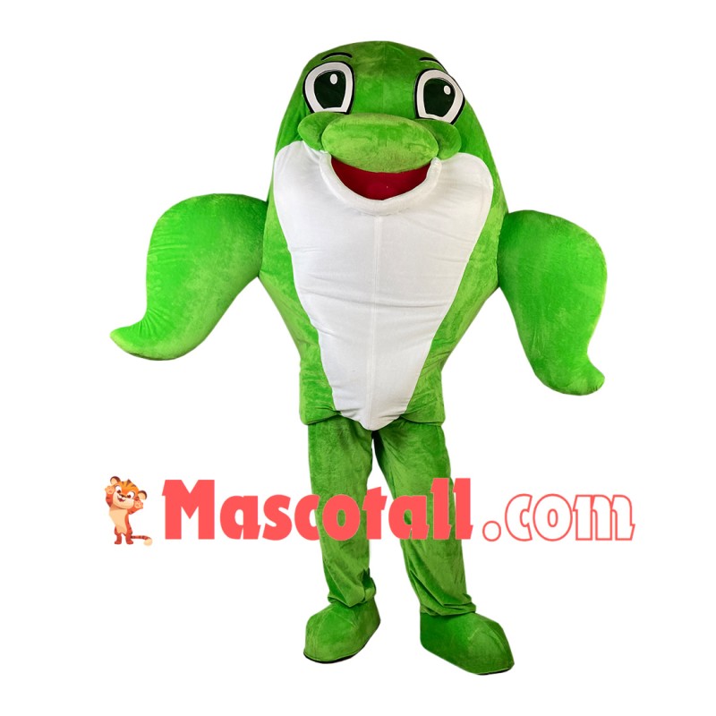 Agreeable Little Green Dolphin Mascot Costume
