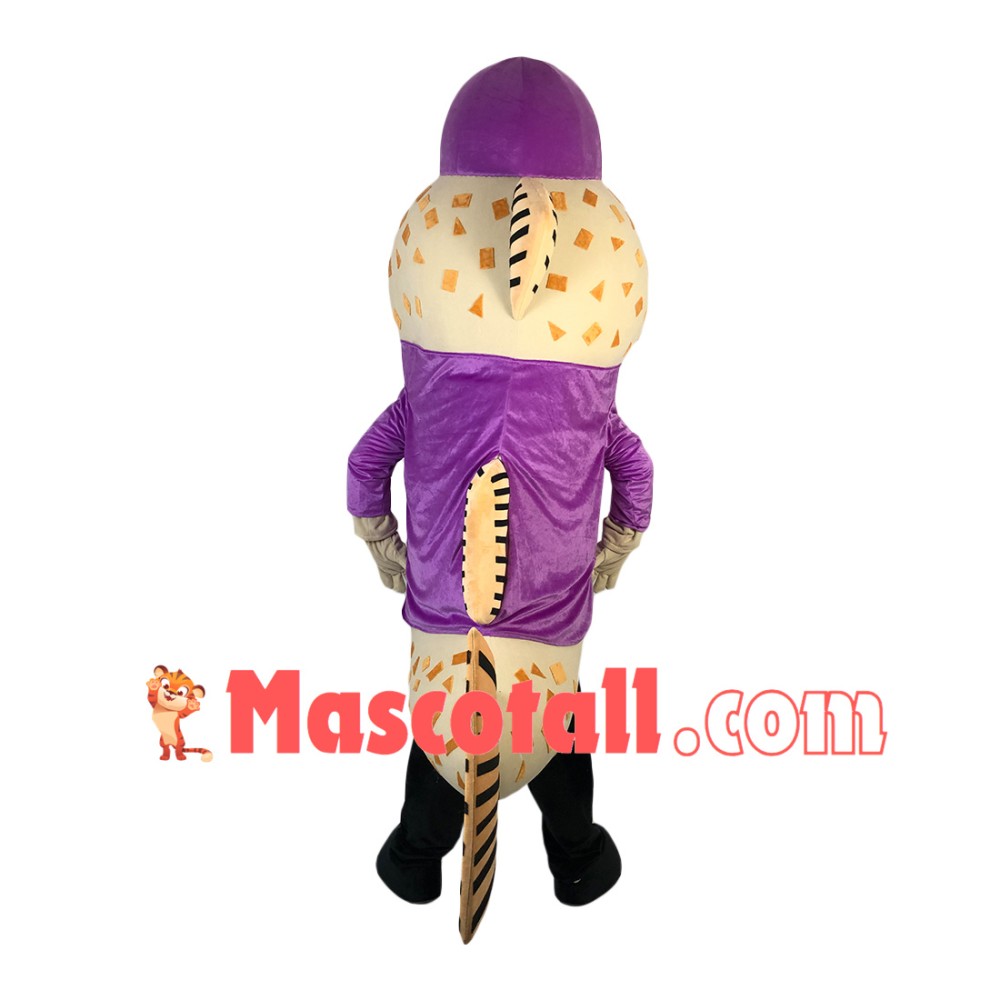Big Mouth Catfish In Purple Coat Mascot Costume
