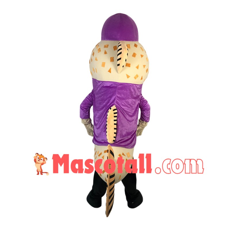 Big Mouth Catfish In Purple Coat Mascot Costume