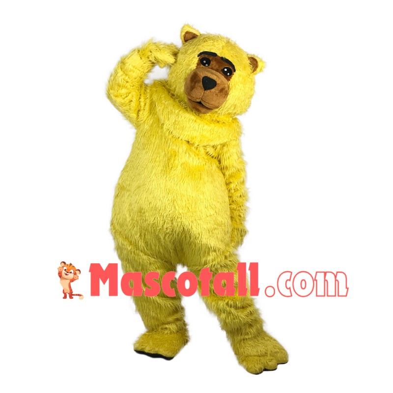 Soft Furry Yellow Bear Mascot Costume