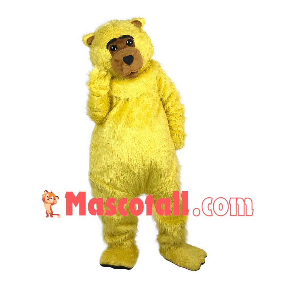 Soft Furry Yellow Bear Mascot Costume