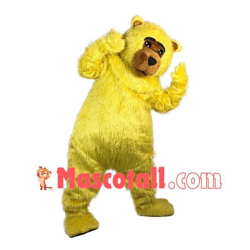 Soft Furry Yellow Bear Mascot Costume