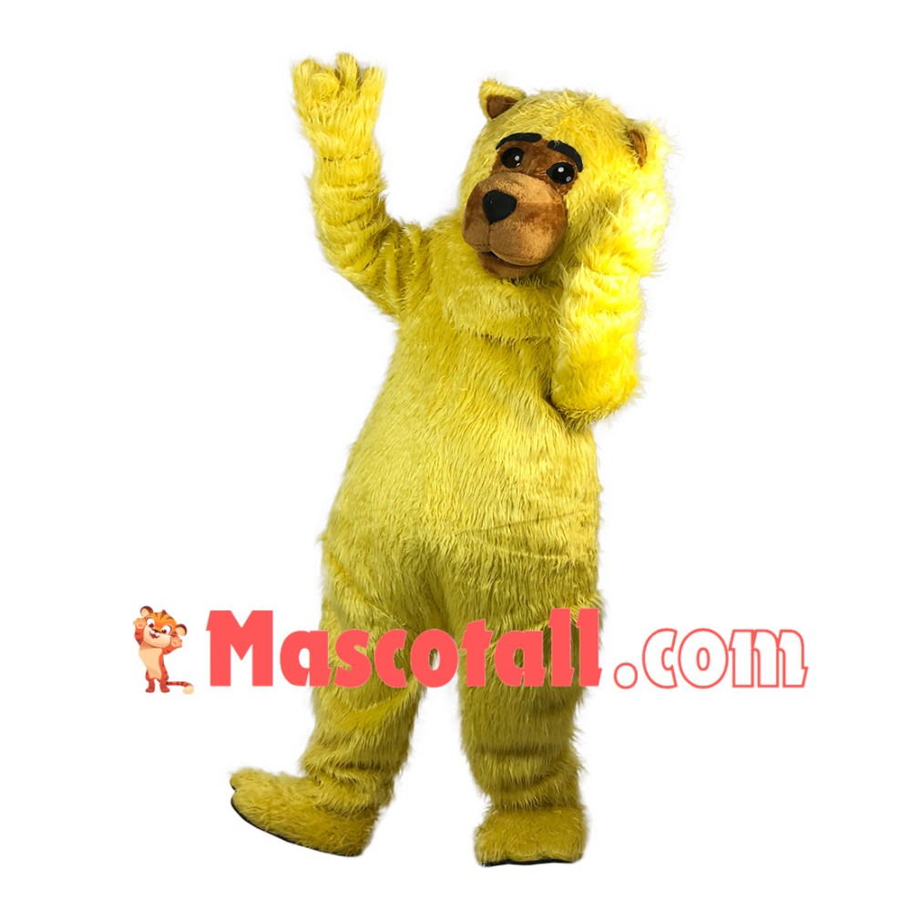 Soft Furry Yellow Bear Mascot Costume