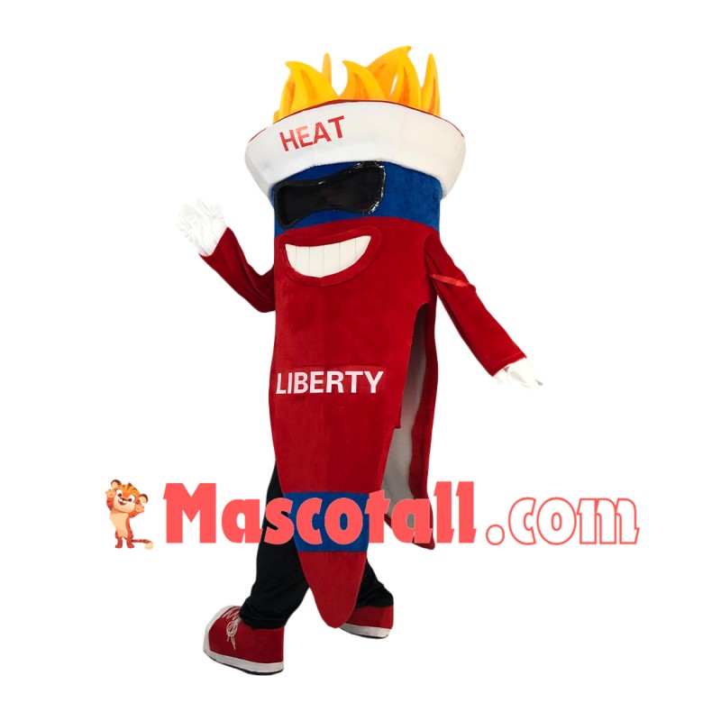 Lit Torch of The University Mascot Costume