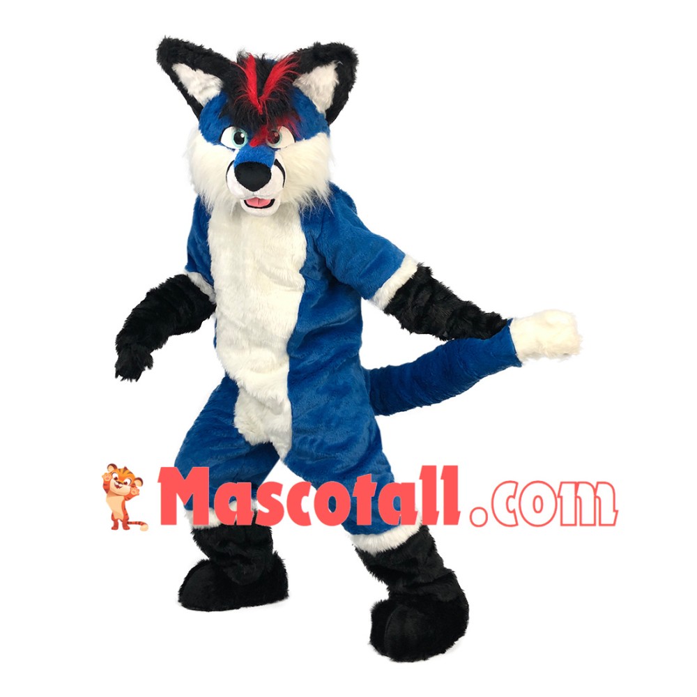 Tactical Adult Blue Wolf Mascot Soft Costume