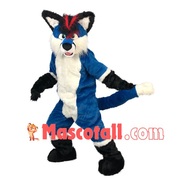 Tactical Adult Blue Wolf Mascot Soft Costume