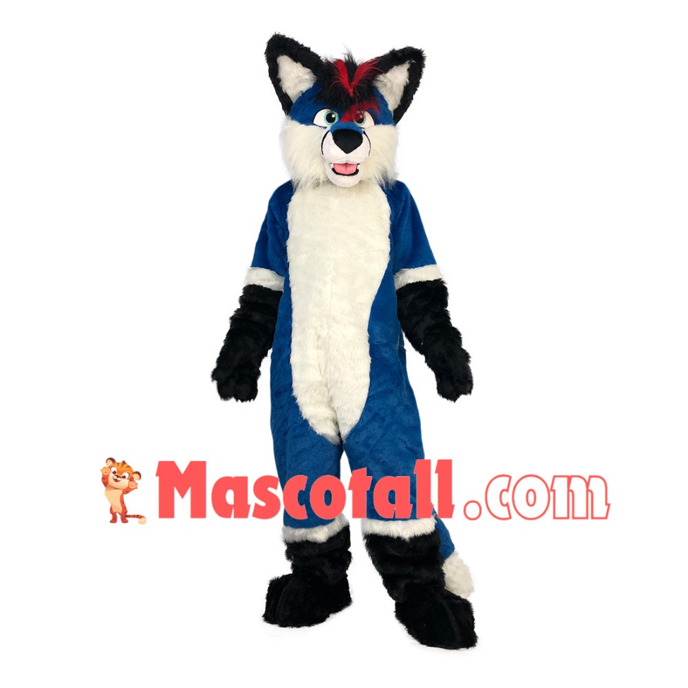 Tactical Adult Blue Wolf Mascot Soft Costume