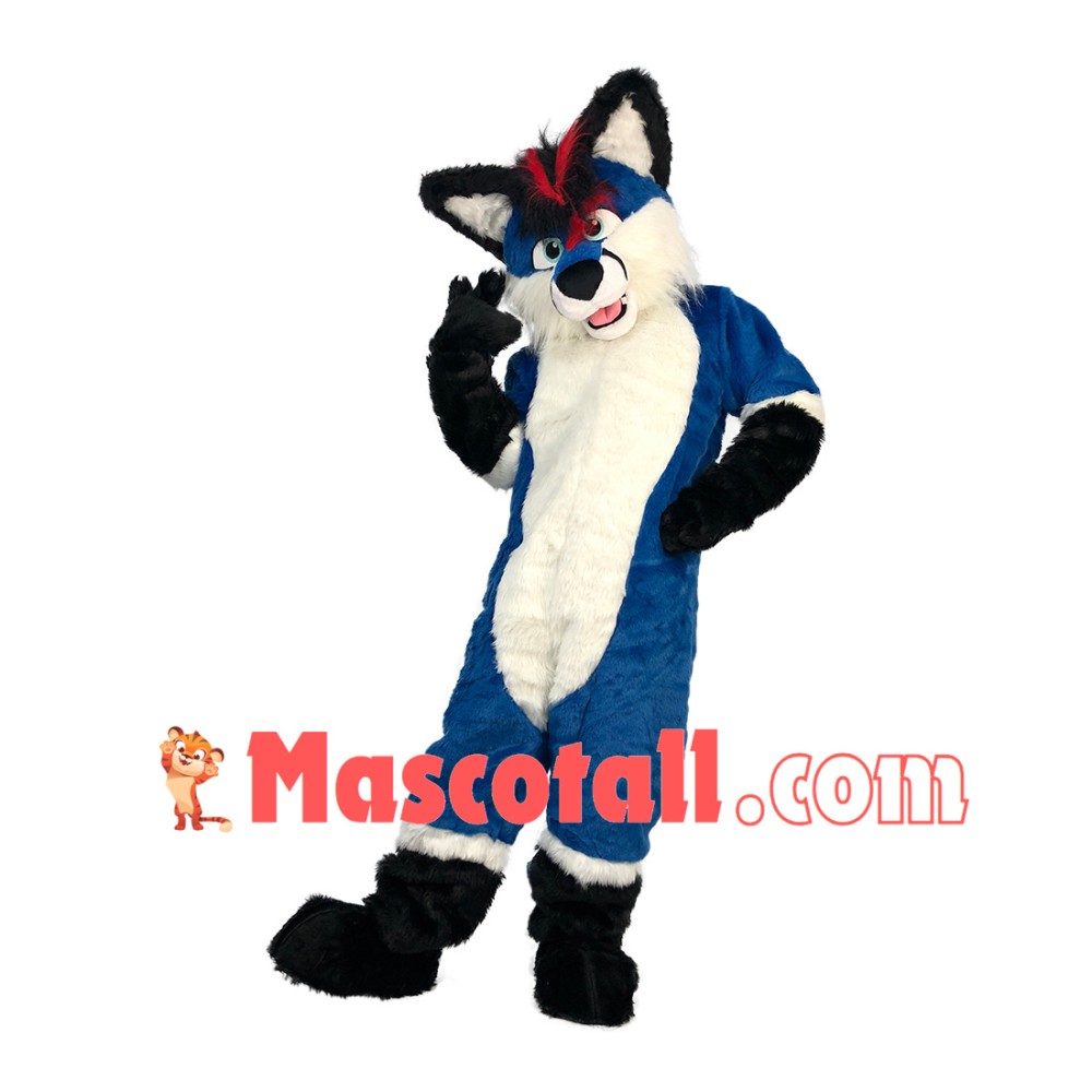 Tactical Adult Blue Wolf Mascot Soft Costume