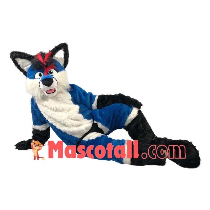 Tactical Adult Blue Wolf Mascot Soft Costume