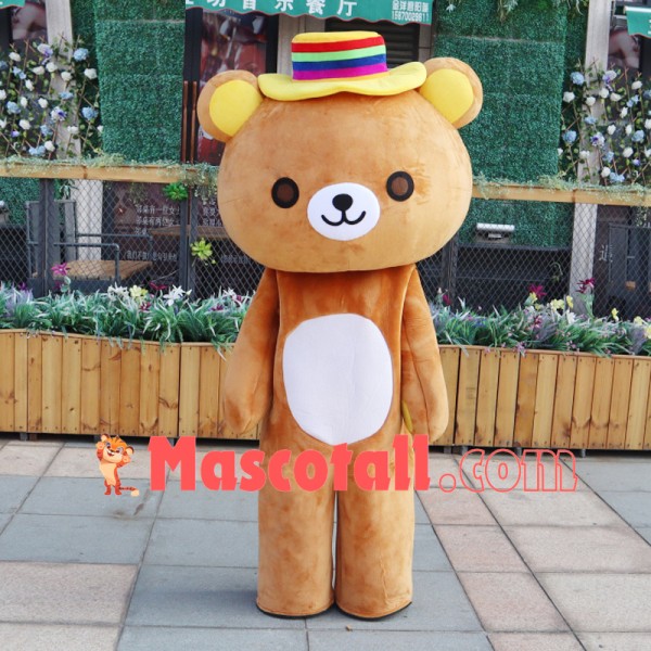 Pleasant Rilakkuma With Rainbow Hat Mascot Costume