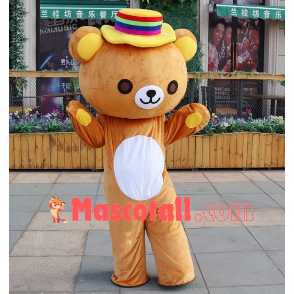 Pleasant Rilakkuma With Rainbow Hat Mascot Costume