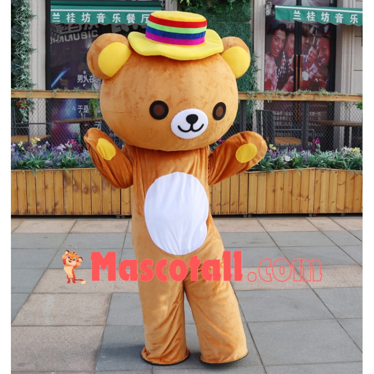Pleasant Rilakkuma With Rainbow Hat Mascot Costume