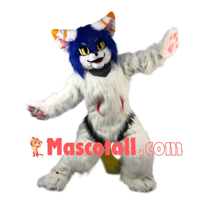 Adult Fancy Long Wool White Tiger Mascot Costume