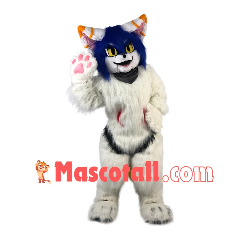 Adult Fancy Long Wool White Tiger Mascot Costume