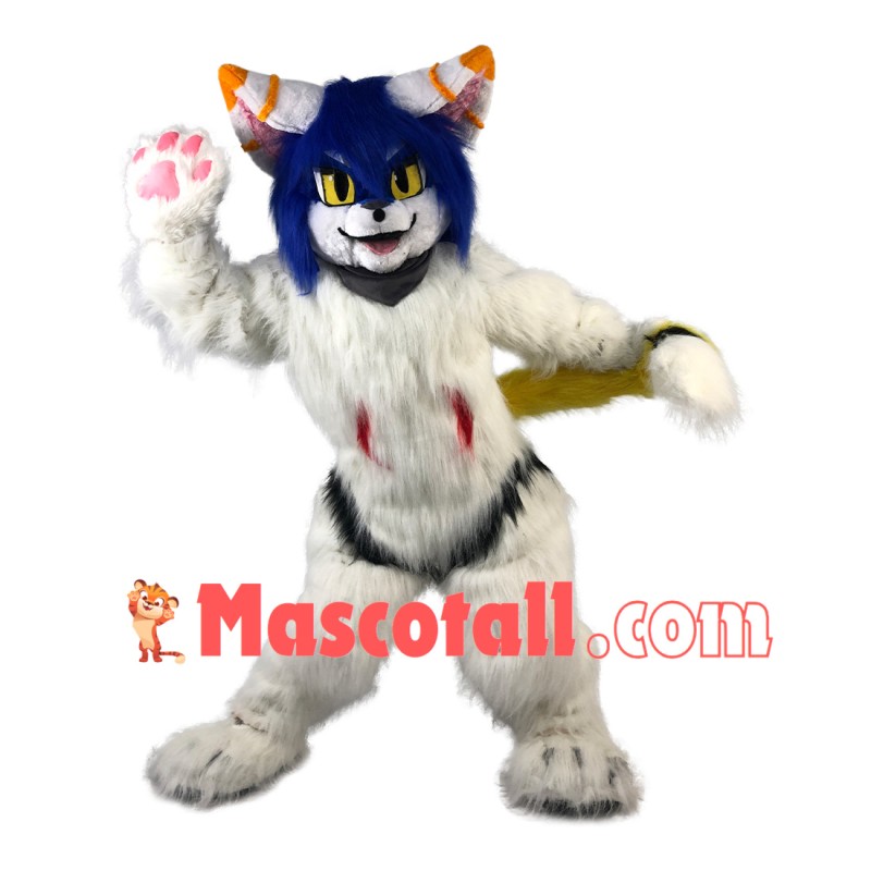 Adult Fancy Long Wool White Tiger Mascot Costume