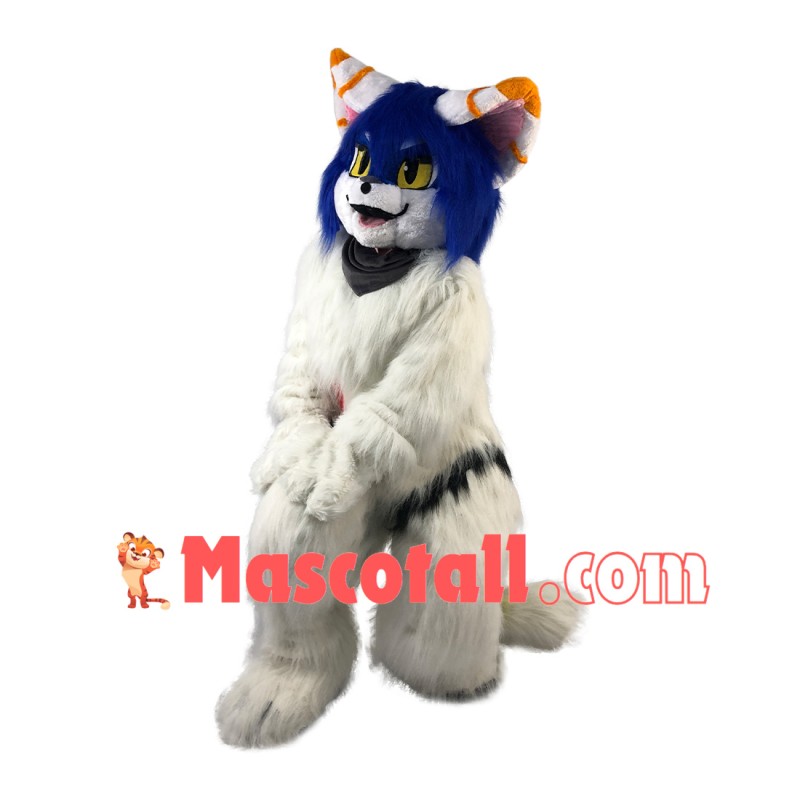 Adult Fancy Long Wool White Tiger Mascot Costume