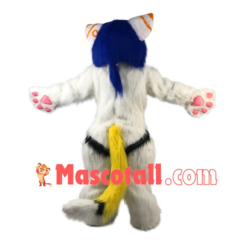 Adult Fancy Long Wool White Tiger Mascot Costume