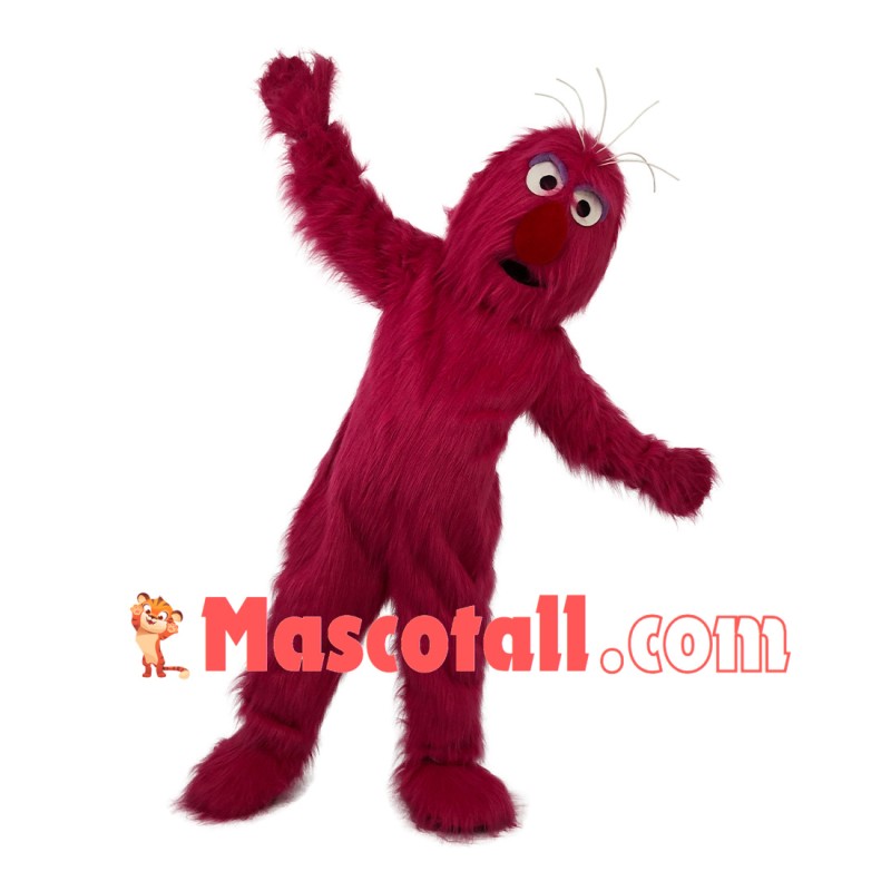 Cartoon Red Furry Monster Mascot Costume for Outdoor Event