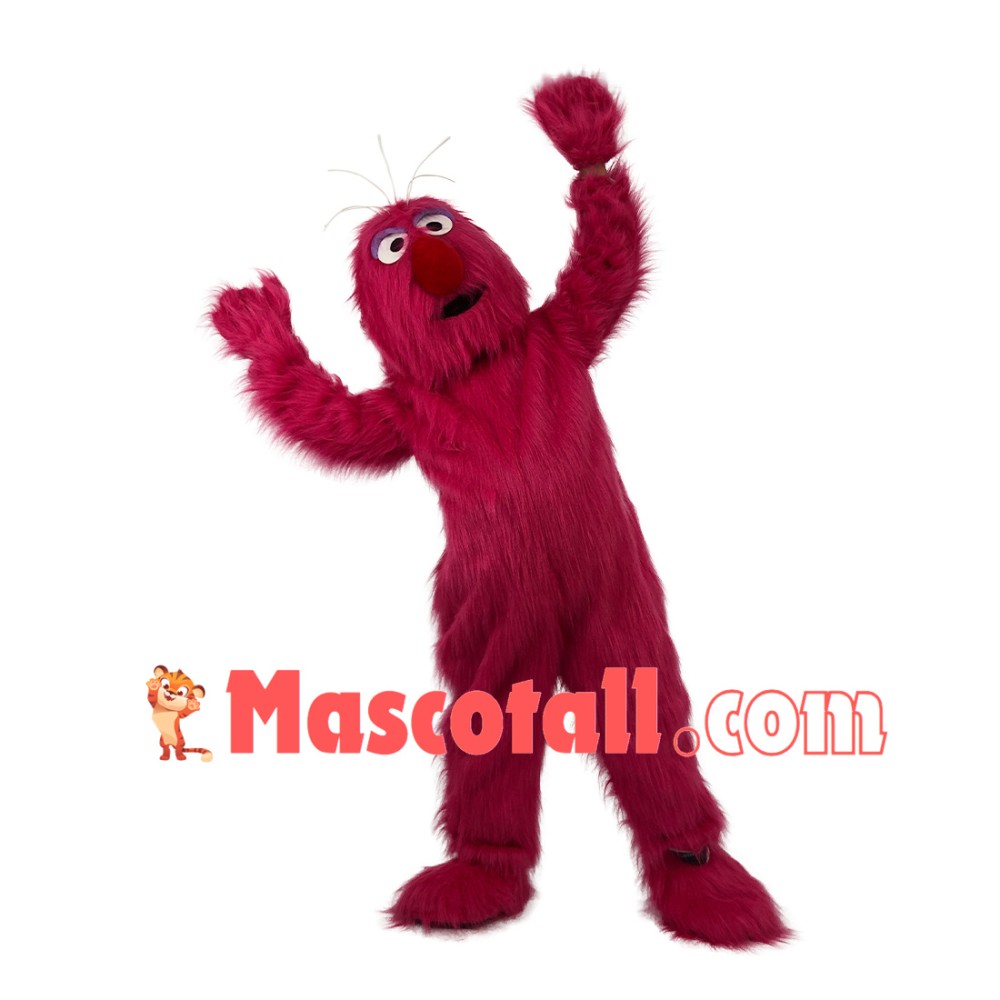 Cartoon Red Furry Monster Mascot Costume for Outdoor Event