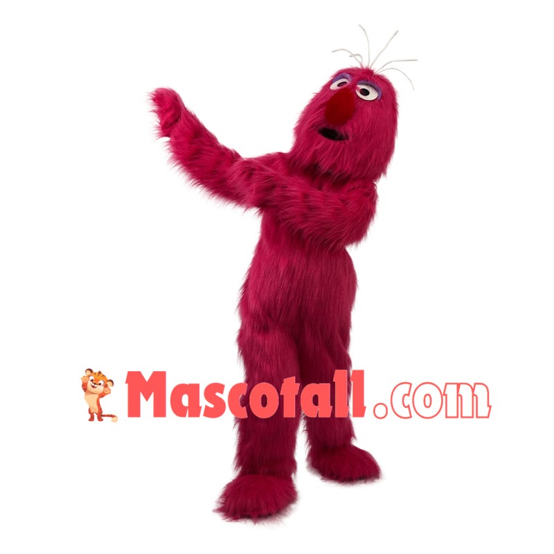 Cartoon Red Furry Monster Mascot Costume for Outdoor Event