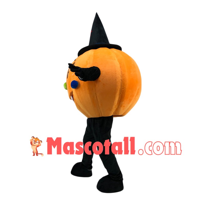 Halloween Pumpkin With Magic Hat Mascot Costume