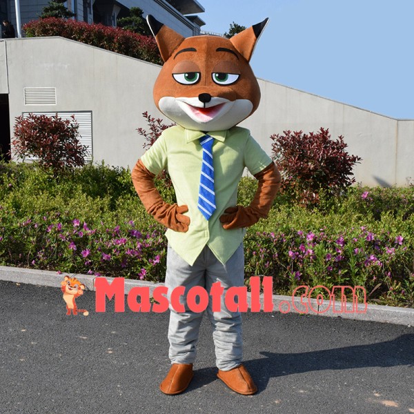 Clever Red Fox Nick Mascot Cartoon Costume