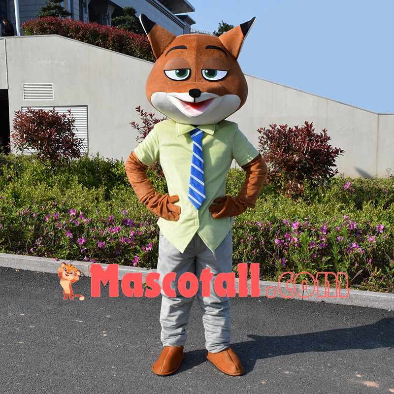Clever Red Fox Nick Mascot Cartoon Costume