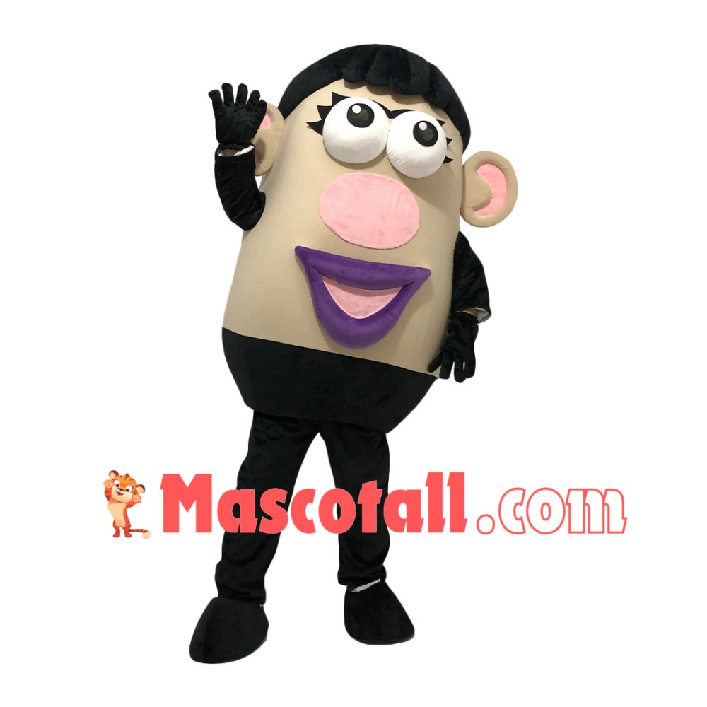 Mrs Potato Head With Purple Lips Mascot Cartoon Costume
