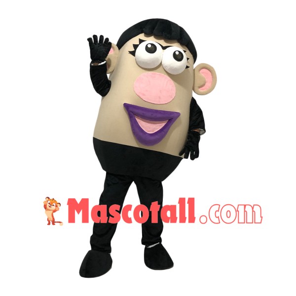 Mrs Potato Head With Purple Lips Mascot Cartoon Costume
