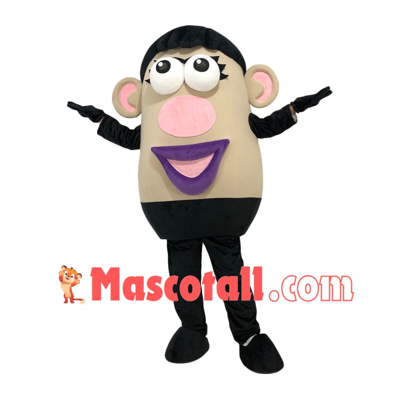 Mrs Potato Head With Purple Lips Mascot Cartoon Costume