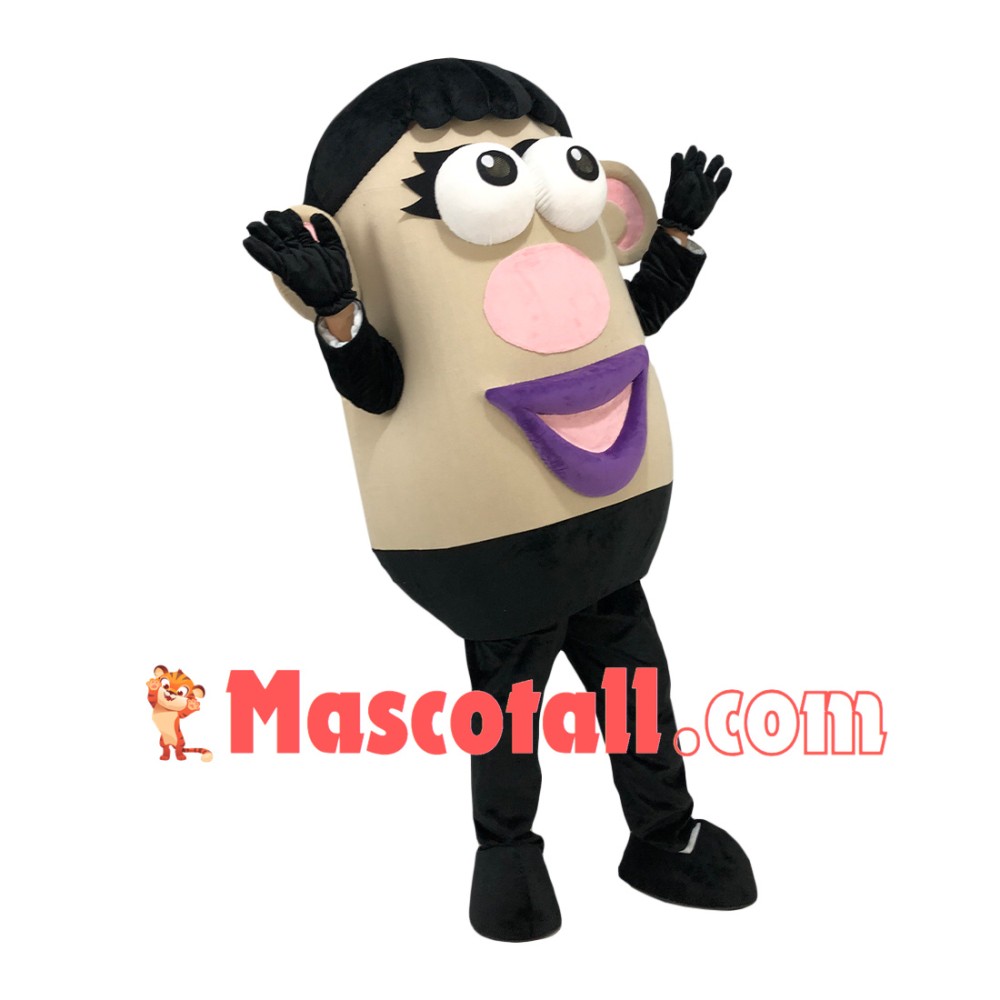 Mrs Potato Head With Purple Lips Mascot Cartoon Costume